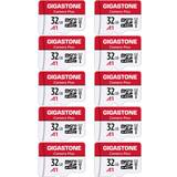 Gigastone 32 GB Minneskort Gigastone 32 GB 10-pack Micro SD-kort med 2 x SD-adapter 4 x minifodral, kamera Plus, Nintendo-Switch kompatibel, hög hastighet 90 MB/s, Full HD-videoinspelning, Micro SDHC UHS-I A1 klass 10