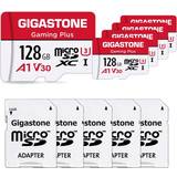 Gigastone 128 GB Minneskort Gigastone Micro SD Card 128GB 5-Pack, Gaming Plus, MicroSDHC Memory Card for Nintendo-Switch, Wyze Cam, Roku, Full HD Video Recording, UHS-I U1 A1 Class 10, up to 100MB/s, with MicroSD to SD Adapter