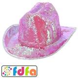 Rosa - Vilda västern Maskeradkläder Smiffys Cowboyhatt Paljetter Iriserande Rosa