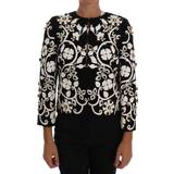 Blommiga Ytterkläder Dolce & Gabbana Black Baroque Floral Crystal Jacket IT38
