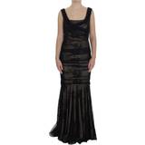 46 - Blommiga - Långa klänningar Dolce & Gabbana Black Floral Lace Long Bodycon Maxi Dress IT44