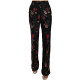 Blommiga - Dam Byxor Dolce & Gabbana Floral Print Black Boot Cut Trouser Pants IT38