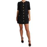 Herr - Nylon Klänningar Dolce & Gabbana Black Button Embellished Jacquard Mini Dress IT36