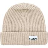 Ganni Oversized Wool Rib Knit Beanie - Brazilian Sand