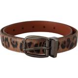 Leopard Accessoarer Dolce & Gabbana Brown Leopard Embossed Leather Buckle Belt