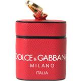 Hörlurar Dolce & Gabbana Red Leather Gold Tone Metal Logo Print Strap Airpods