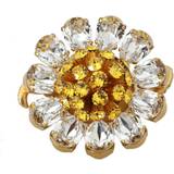 Dolce & Gabbana Ringar Dolce & Gabbana Gold Brass Yellow Crystal Flower Ring EU56