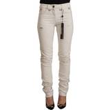 Karl Lagerfeld Dam Byxor & Shorts Karl Lagerfeld White Mid Waist Cotton Denim Slim Fit Jeans IT40