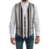Silke/Siden Ytterkläder Dolce & Gabbana White Black Stripes Waistcoat Formal Vest IT48