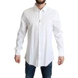Elastan/Lycra/Spandex - Herr Klänningar Dolce & Gabbana White Cotton Stretch Men Dress Formal Shirt IT41