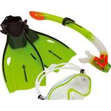 Gröna Snorkelset Schildkröt Bermuda barnsnorkelset delar, glasögon, snorkling, justerbara fenor olika storlekar, ABC-set, junior dykset, högkvalitativ silikon, perfekt passform