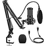 Mikrofon inspelning Aokeo USB-mikrofon, AK-60, 192 kHZ/24 bit, PC-spelmikrofon med armstativ, stötfäste, popfilter, skumskydd, för podcast, streaming, studio, karaoke, inspelning