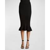 Khaite Sapphi ribbed-knit wool-blend midi skirt black