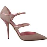 Hög klack Pumps Dolce & Gabbana Pink Glittered Strappy Sandals Mary Jane Shoes EU39/US8.5