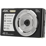 Billiga Digitalkameror Kompakt kamera, 48 MP bildupplösning, 2,8 skärm, 16X digital zoom, kompatibel med 256 GB minneskort, digitalkamera för tonåringar Svart