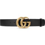 Gucci Herr Skärp Gucci Nero Logo-Buckle Wide Leather Belt - Black