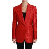 Blommiga Jackor Dolce & Gabbana Red Floral Angel Blazer Coat Jacket IT46