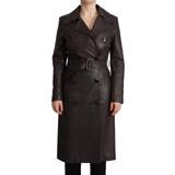 Dolce & Gabbana Dam - Skinnjackor Dolce & Gabbana Dark Brown Leather Long Sleeves Belted Jacket IT40