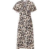 Leopard Klänningar Vila Omlottklänning S/S Wrap Midi Dress Grå