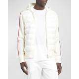 Moncler Herr - Vita Ytterkläder Moncler Mens White Stripe Quilted Regular-fit Shell-down Jacket