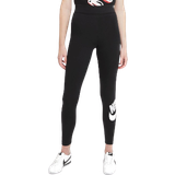 Polyester Strumpbyxor & Stay-ups Nike Sportswear Essential Women's High-Waisted Logo Leggings - Black/White