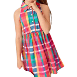 Skjortklänningar Barnkläder Shein Girl's Collared Sleeveless Plaid Shirt Dress