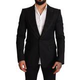 Herr - Skinnjackor - Ull Dolce & Gabbana Black Slim Fit One Button Blazer Jacket IT50