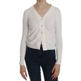 Byblos Kläder Byblos White V-neck Long Sleeve Cropped Cardigan Tops Sweater