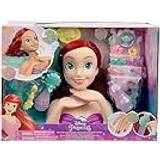 Disney Princess Grandi Giochi Styling Head, Huvud för den lilla sjöjungfrun Ariel, med badkar ingår för att göra schampo och färgändringsfunktion DND23000