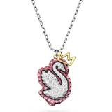 Rodium Berlocker & Hängen Swarovski Pop Swan pendant, Swan, Pink, Rhodium plated