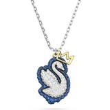 Rodium Berlocker & Hängen Swarovski Pop Swan pendant, Swan, Blue, Rhodium plated