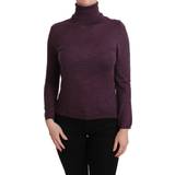 Byblos Kläder Byblos Purple Turtleneck Long Sleeve Pullover Top Wool Sweater