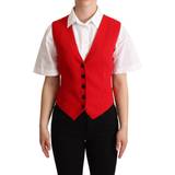 Dam - One Size Västar Dolce & Gabbana Red Brown Leopard Print Waistcoat Vest IT40