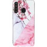 MAULUND Samsung Galaxy A21 Flexibel plastskal m. Marmortryck rosa marmor blommor