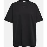 Moncler Bomull Kläder Moncler Crystal-embellished cotton T-shirt black