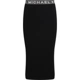 Michael Kors Dam Kjolar Michael Kors MK Logo Tape Stretch Viscose Midi Skirt Black