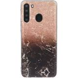Samsung Galaxy A21 Flexibel plastskal m. Marmortryck brons Svart marmor