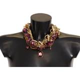 Dolce & Gabbana Berlocker & Hängen Dolce & Gabbana Gold Brass Sicily Purple Crystal Necklace