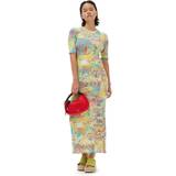 Långa klänningar - Multifärgade Ganni Printed Rib Jersey Maxi Dress
