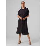 Vero Moda Normal Passform Skjortkrage Petite Midiklänning Black XXS/P