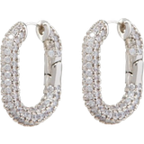 Luv AJ Örhängen Luv AJ XL Pave Chain Link Hoops Earrings - Silver/Transparent