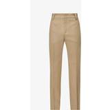 Valentino Byxor & Shorts Valentino Mens Sand Brand-patch Pressed-crease Regular-fit Straight-leg Cotton Trousers