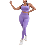 Elastan/Lycra/Spandex - Lila Jumpsuits & Overaller Shein Yoga Basic Plus Solid Sports Set