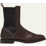 Brunello Cucinelli Kängor & Boots Brunello Cucinelli Embellished leather Chelsea boots brown