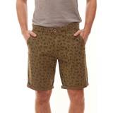 Blend Dam Shorts Blend Herren Chino-Shorts klassische kurze Hose mit Feder-Print Allover 20710128 Oliv Grün
