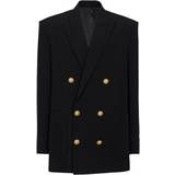 Balmain Crepe Double-Breasted Loose-Fit Blazer - Black