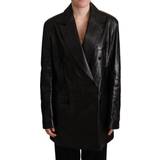 Dam - One Size - Skinnjackor Dolce & Gabbana Black Breasted Coat Leather Jacket IT40