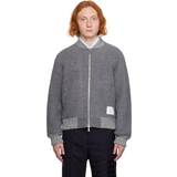 Randiga Ytterkläder Thom Browne Grosgrain-trimmed wool bomber jacket grey
