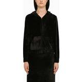Balenciaga Dam Kläder Balenciaga BB Paris embellished velour hoodie black