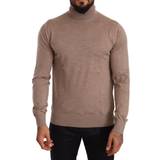 Herr - Skinn Klänningar Dolce & Gabbana Brown Cashmere Turtleneck Pullover Sweater IT48